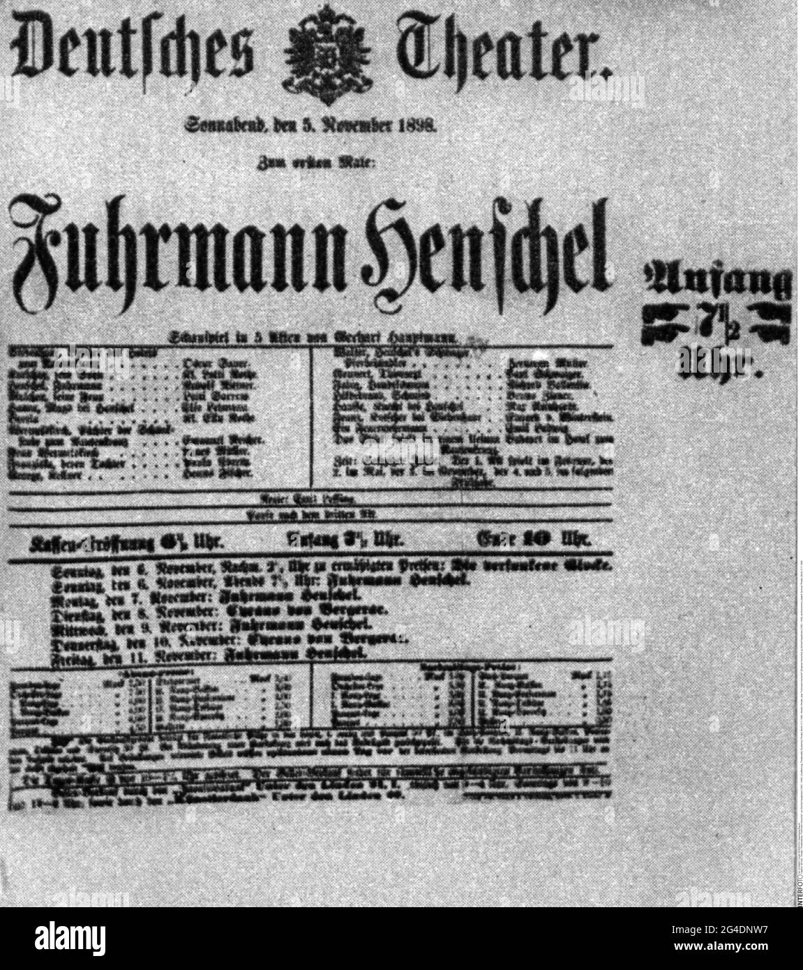 teatro / teatro, opera, 'Fuhrmann Henschel' (Drayman Henschel), di Gerhart Hauptmann (1862 - 1946), IL DIRITTO D'AUTORE DELL'ARTISTA NON DEVE ESSERE CANCELLATO Foto Stock teatro / teatro, opera, 'Fuhrmann Henschel' (Drayman Henschel), di Gerhart Hauptmann (1862 - 1946), IL DIRITTO D'AUTORE DELL'ARTISTA NON DEVE ESSERE CANCELLATO Foto Stock
