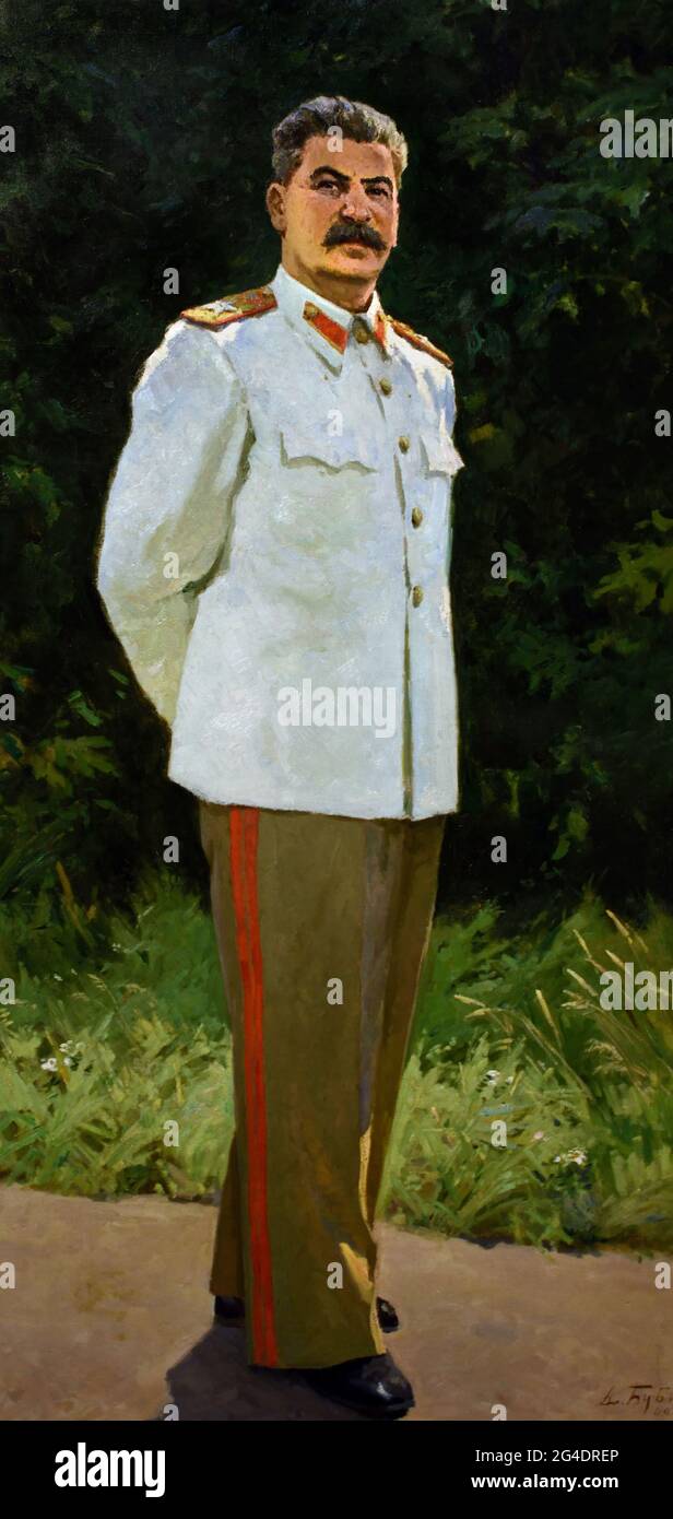 Joseph Stalin 1949 di Bubnov ( Rivoluzione russa 1917 - 1945 ) Lenin Stalin propaganda russa - Pubblicità Russia URSS Foto Stock