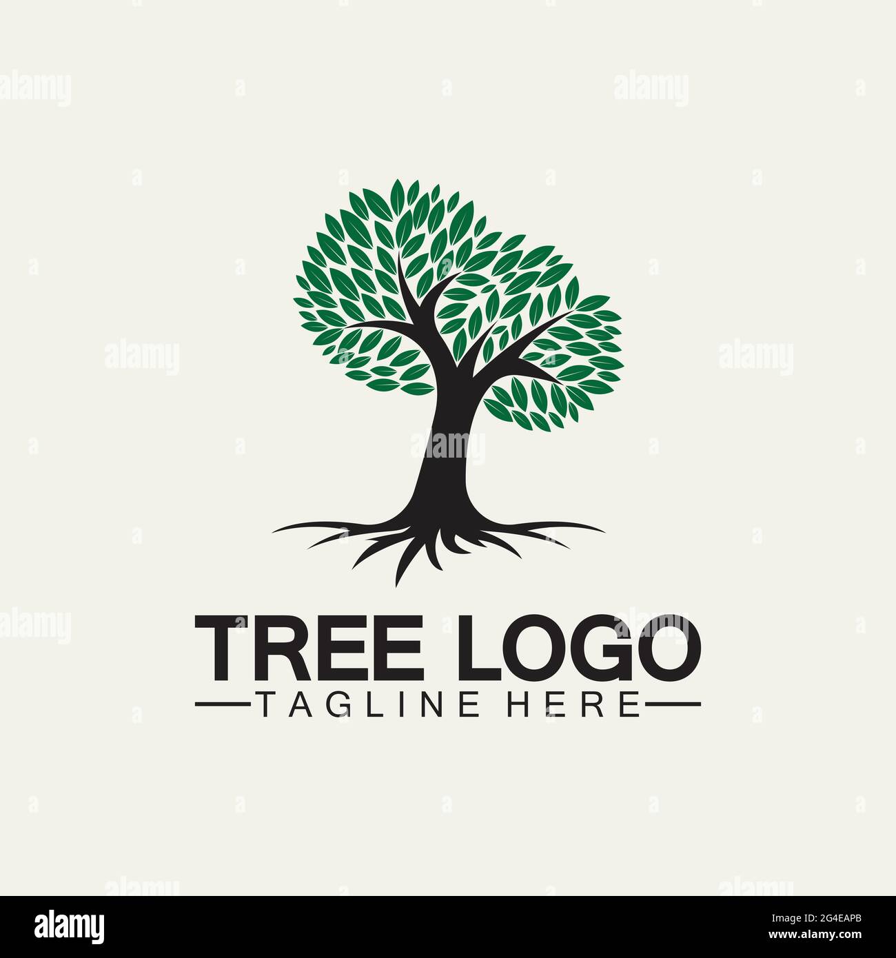 Icona del logo dell'albero illustrazione vettoriale design.silhouette vettoriale di un albero modelli di logo dell'albero e radici albero della vita disegno Illustrazione Vettoriale