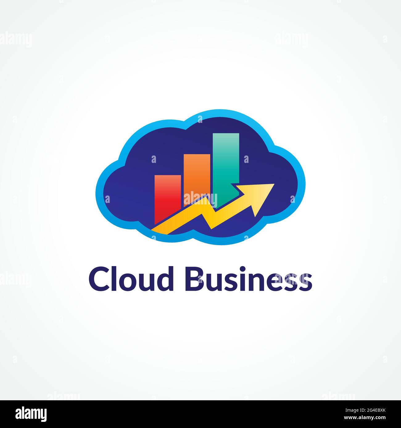 Colorful Cloud Business Logo Design Concept for Investment Company, Creative Leadership, Finance Consultant or etc. Red Orange Gradient, Yellow Blue Illustrazione Vettoriale