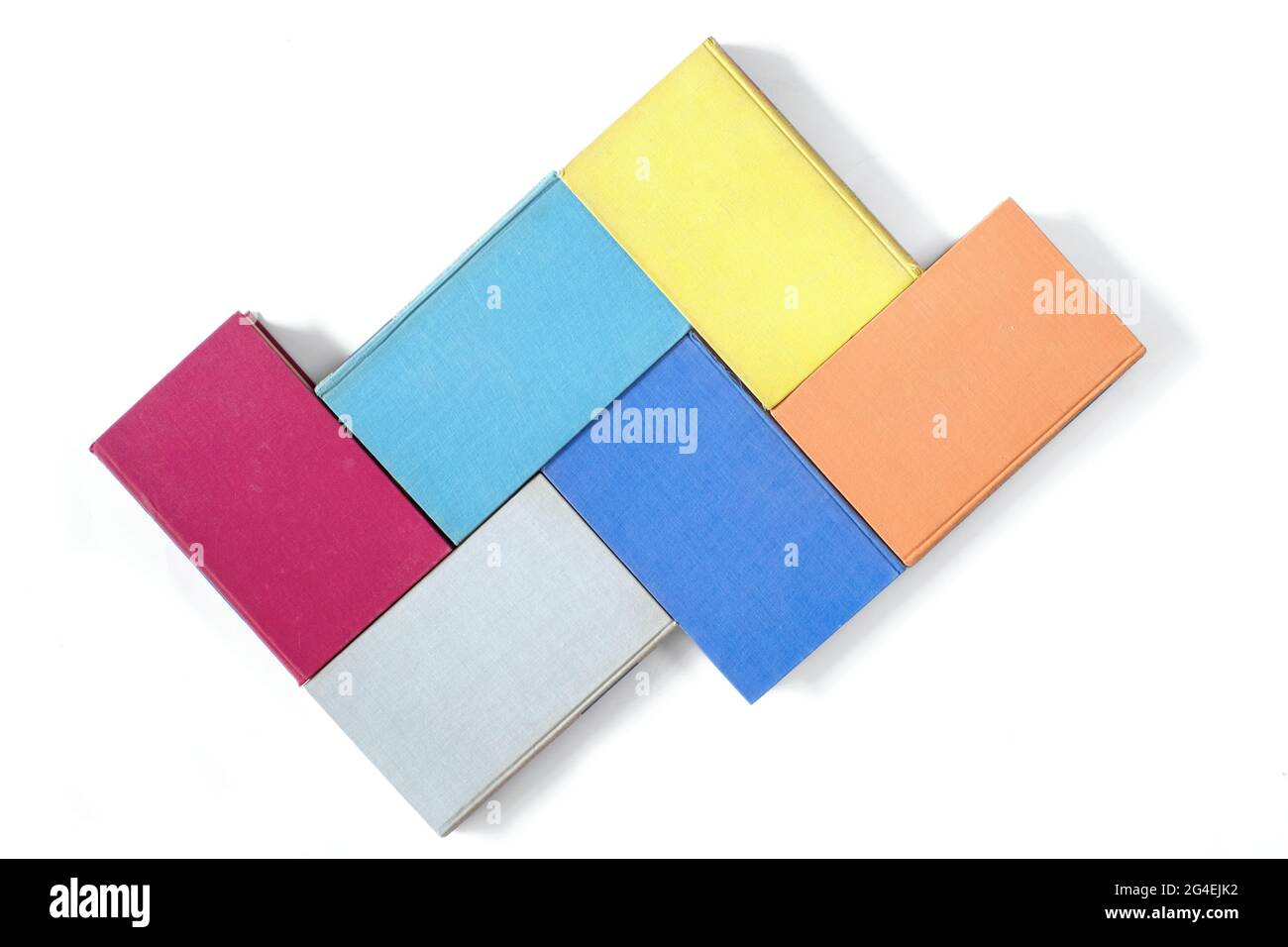 Libri multicolori, studio Lay.Home piano, lettura, letteratura, istruzione, biblioteca, concetto di ritorno a scuola, spazio di copia Foto Stock