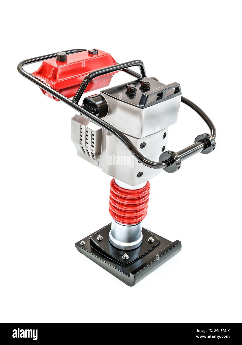 Rendering 3D del rammer vibrante a benzina su sfondo bianco Foto Stock