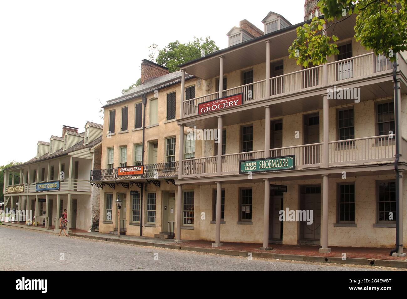 Vecchi edifici storici all'Harpers Ferry National Historical Park, West Virginia, USA. Foto Stock