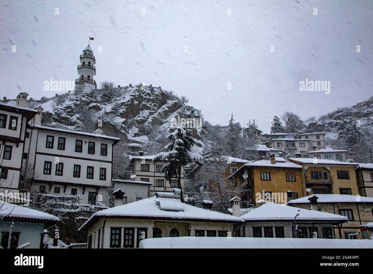 Bolu / Goynuk, un luogo che ha conservato la sua architettura e naturalezza e ha continuato le sue tradizioni è molto bello in inverno e offre bea Foto Stock