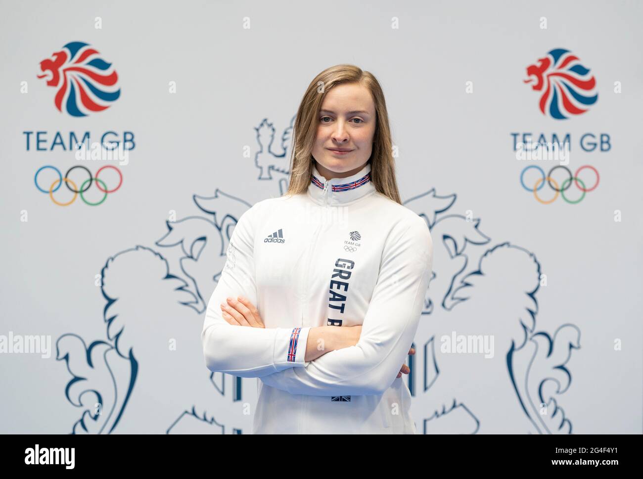 Charlotte Worthington durante la sessione di kitting out per le Olimpiadi di Tokyo 2020 al Birmingham NEC, Regno Unito. Data immagine: Lunedì 21 giugno 2021. Foto Stock
