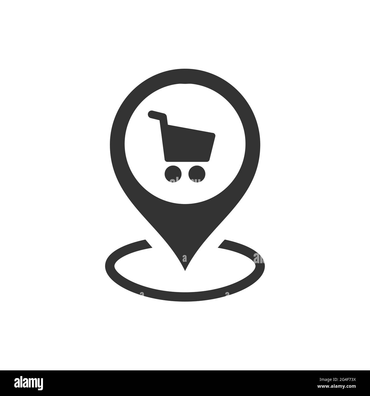 Centro commerciale o punto vendita per la mappa. Icona vettoriale nera. Illustrazione Vettoriale