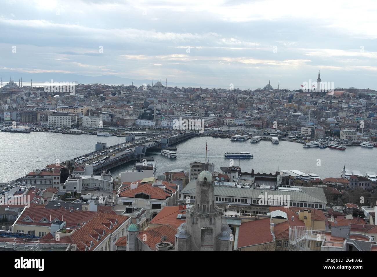 Guardando a Eminönü dalla Torre Galata Foto Stock