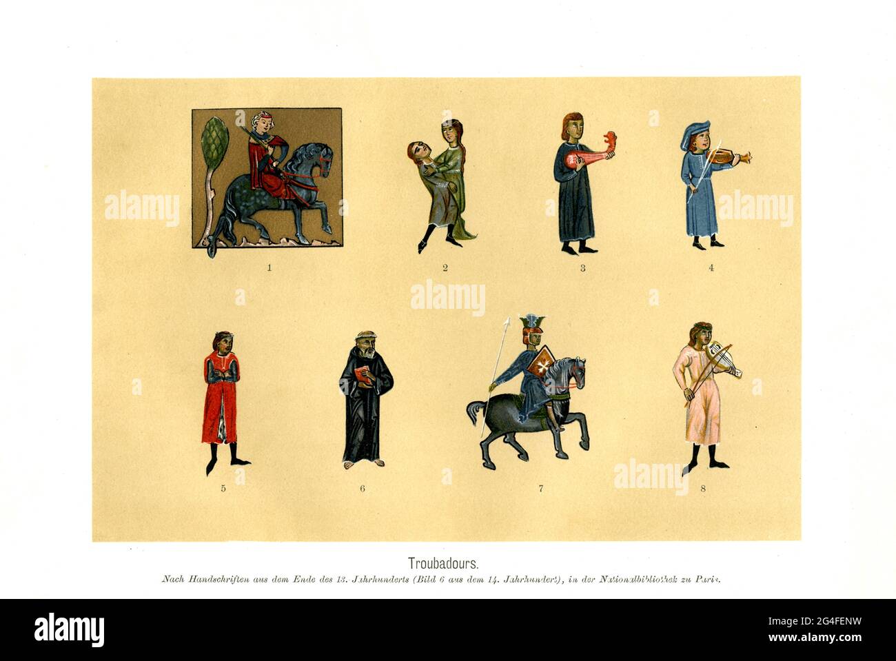 Trovatori, manoscritto, 13 ° secolo, Biblioteca Nazionale a Parigi, Francia Foto Stock