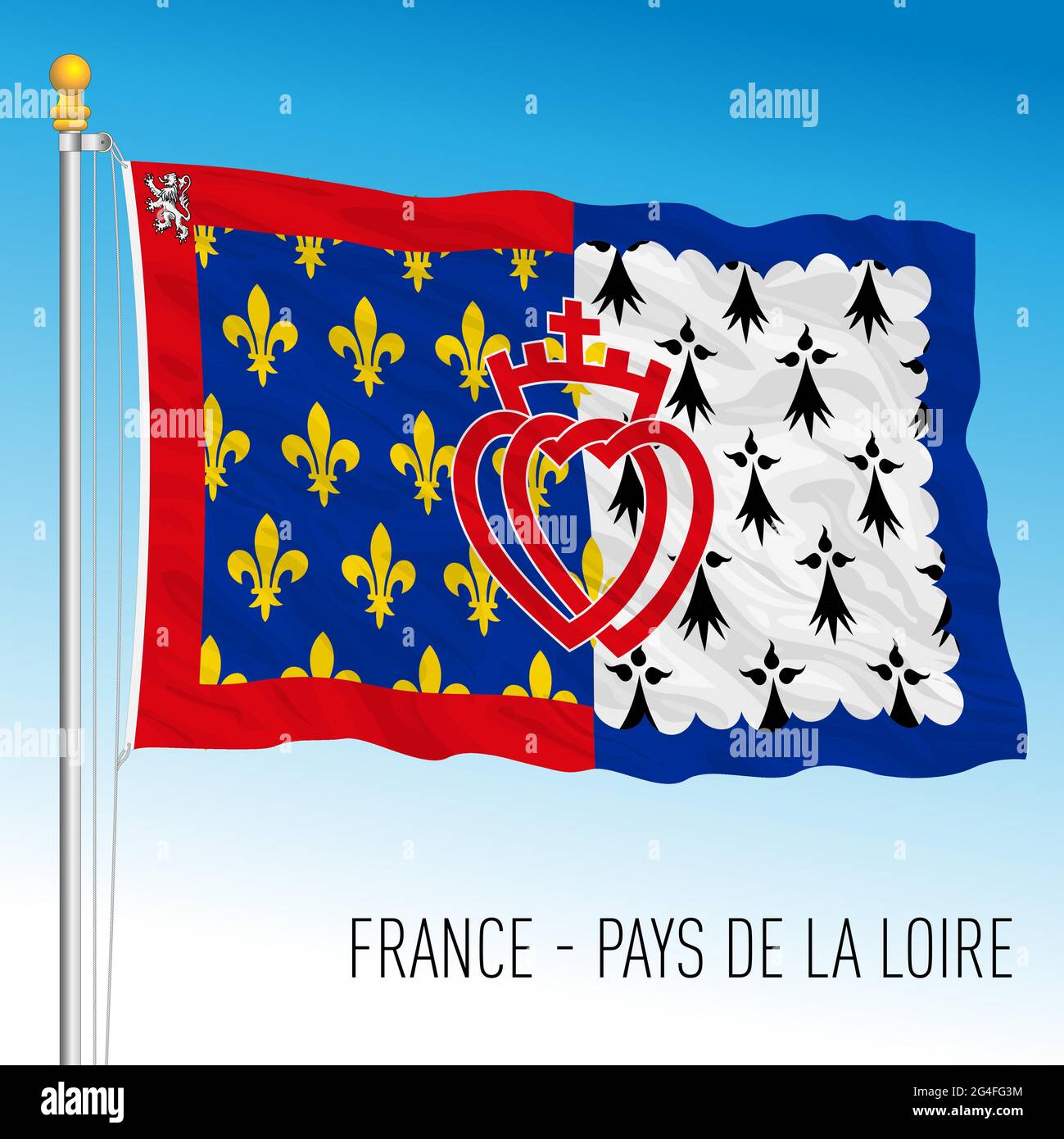 Bandiera regionale Pays de la Loire, Francia, Unione europea, illustrazione vettoriale Illustrazione Vettoriale