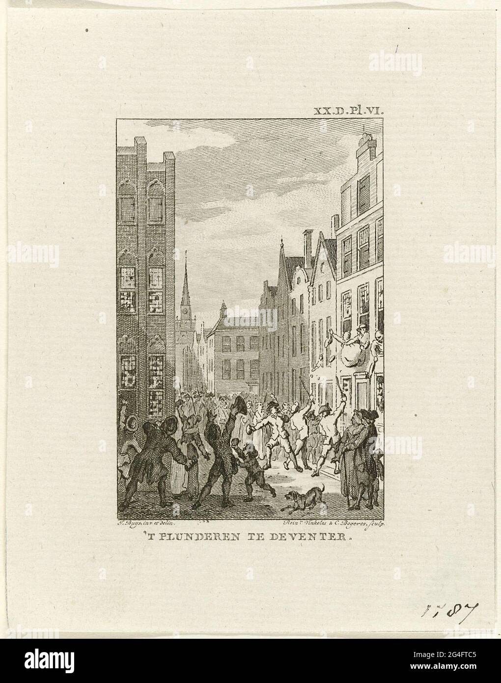 . I clienti Orange saccheggio le case dei patrioti a Deventer, 20 settembre 1787. Firma in alto a destra: xx.d.pl.vi. Foto Stock