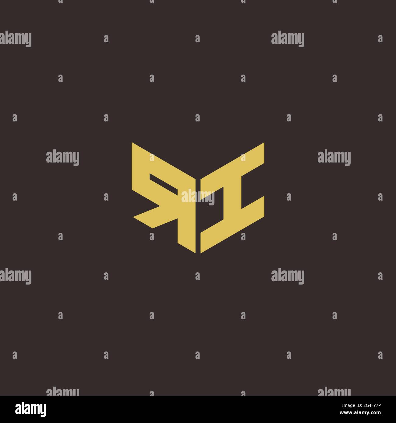 Logo Letter iniziale Logo modello con sfondo oro e nero, icona vettoriale moderno Illustrazione Vettoriale