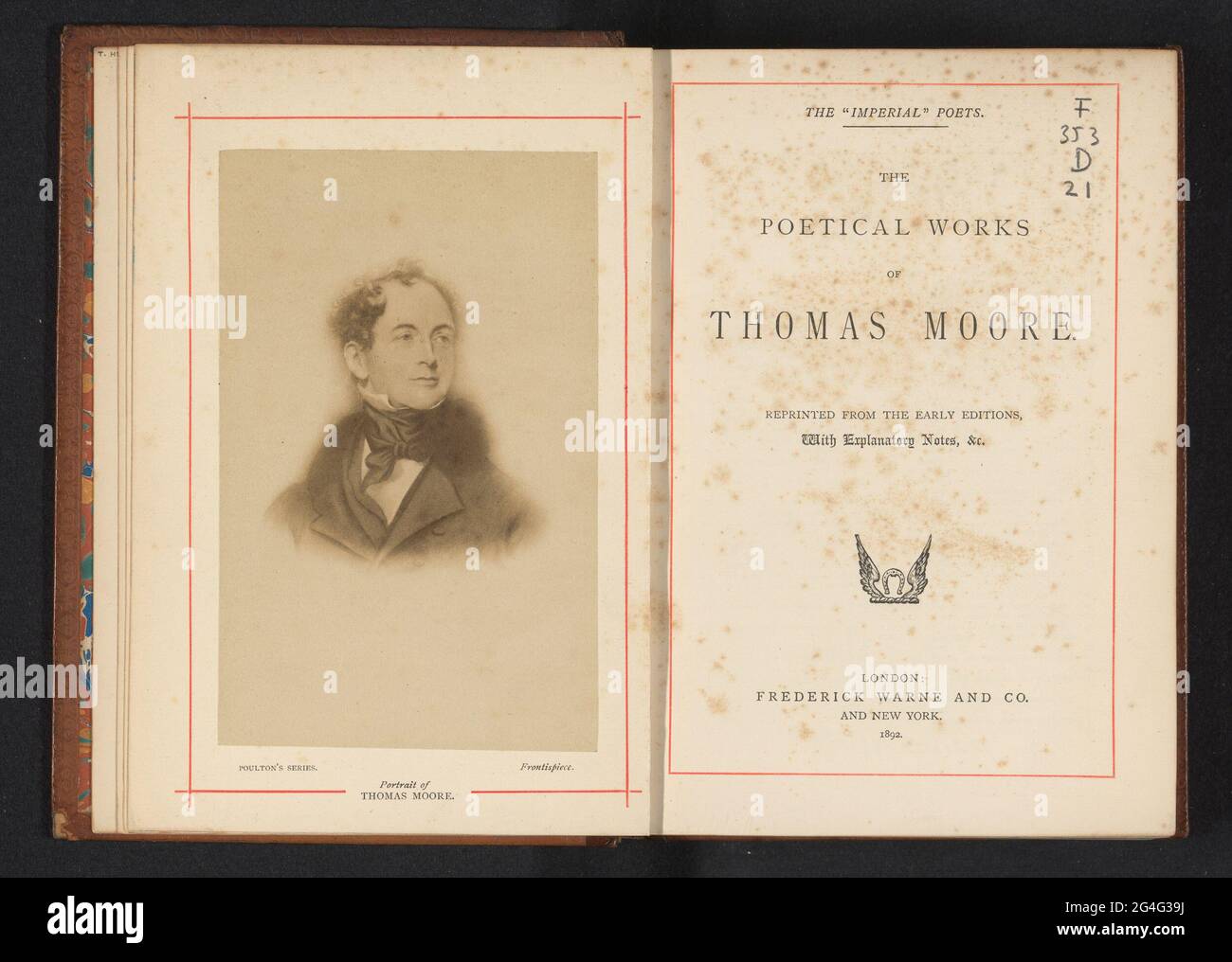 Le opere poetiche di Thomas Moore. . Foto Stock