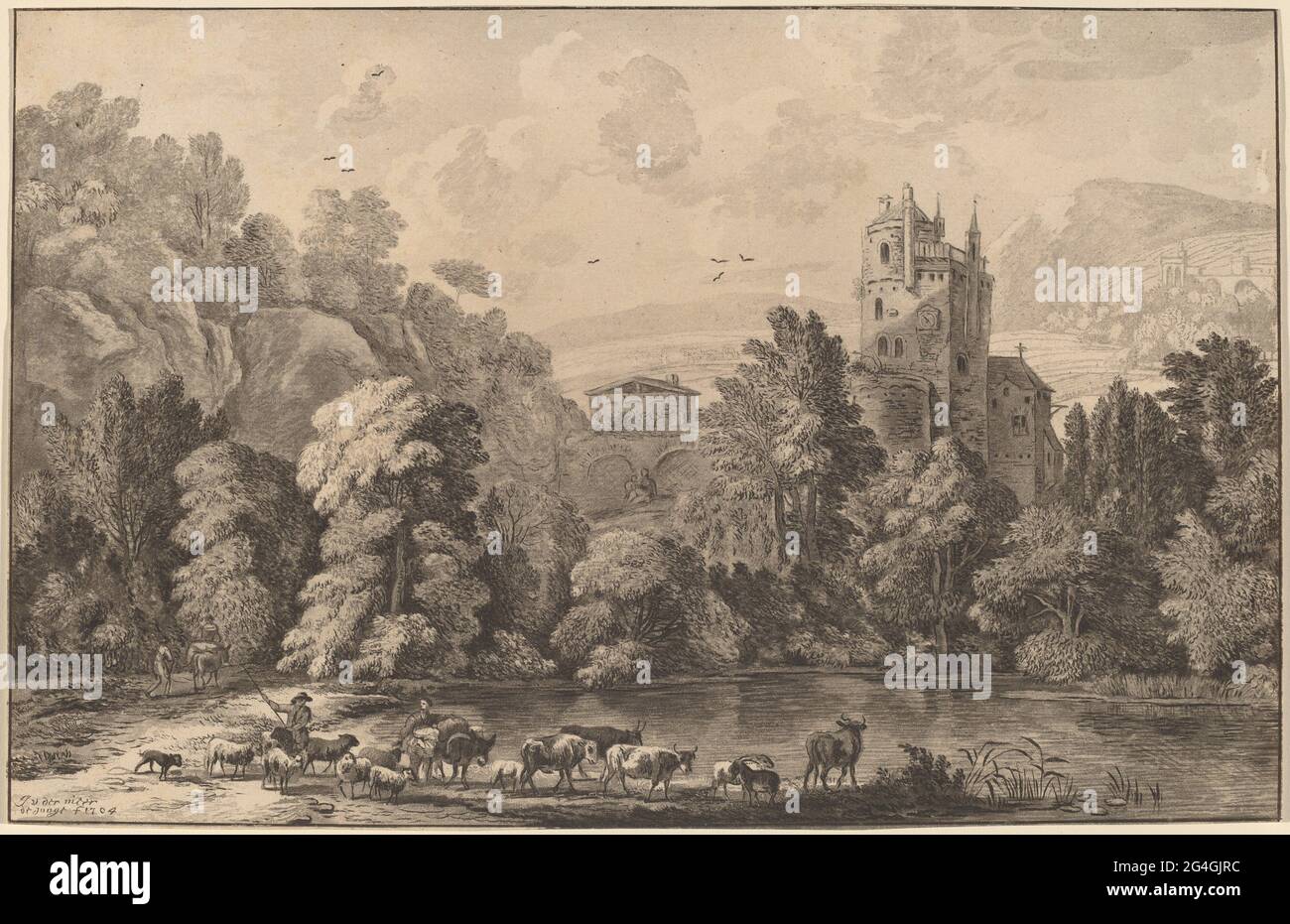 Valle con un castello invecchiato, 1784, pubblicato 1786. Foto Stock