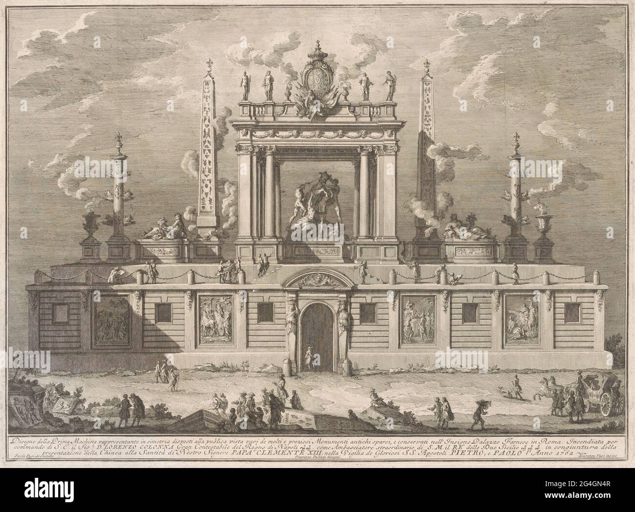 La prima macchina per la Chinea del 1762: La Bolla Farnese e altre Antichità di Palazzo Farnese, 1762. Foto Stock