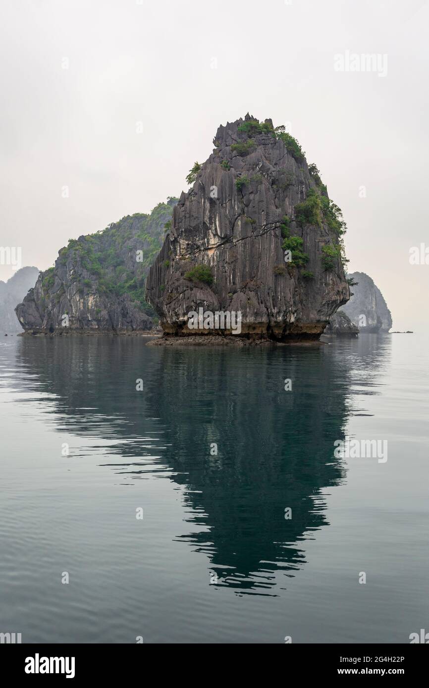 Formazioni calcaree (carsiche), ha Long Bay, Vietnam Foto Stock