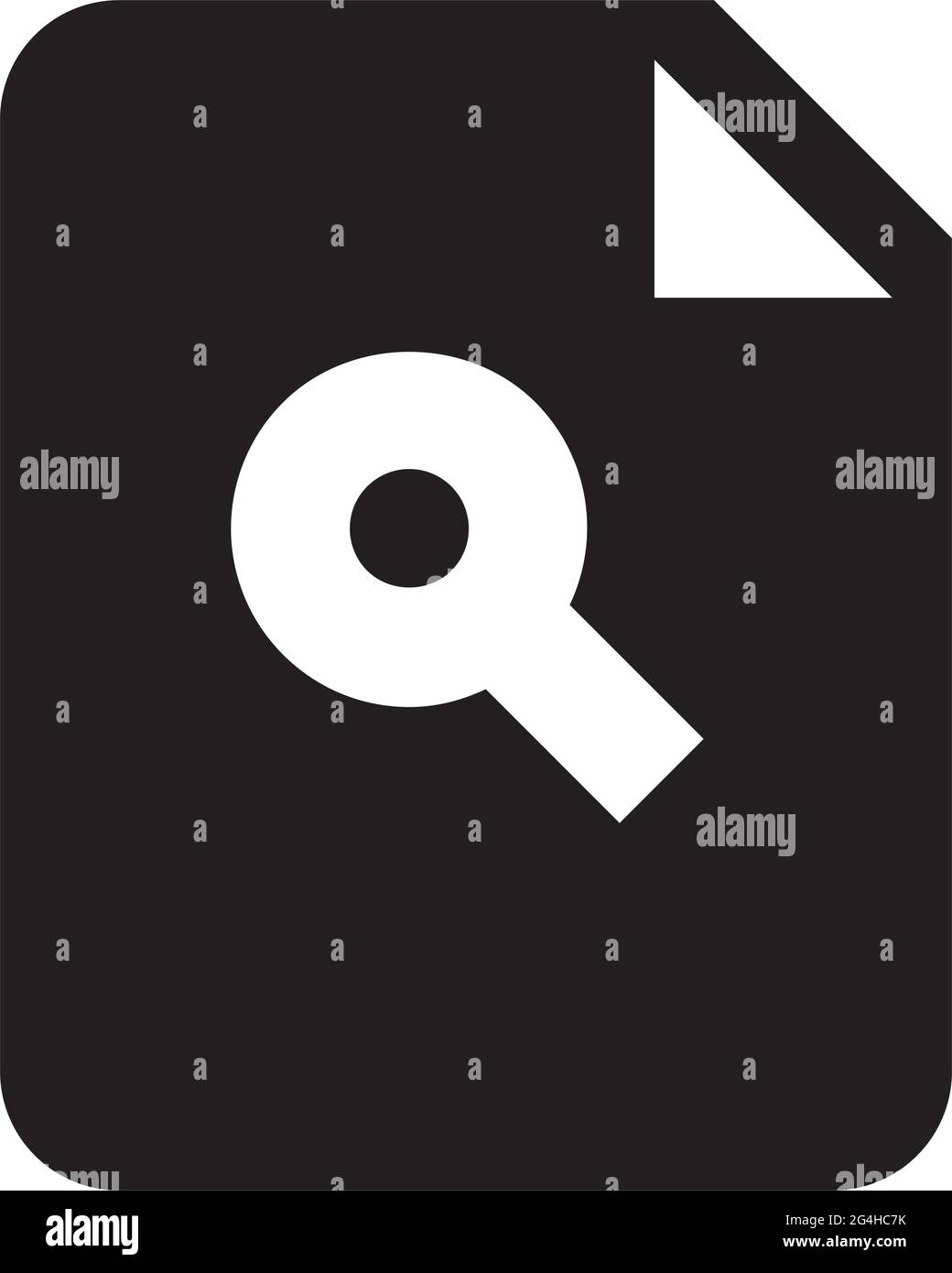 Vettore di icone di documento con lente di ingrandimento di ricerca per il commercio e la finanza in un'illustrazione del pittogramma di glifo Illustrazione Vettoriale