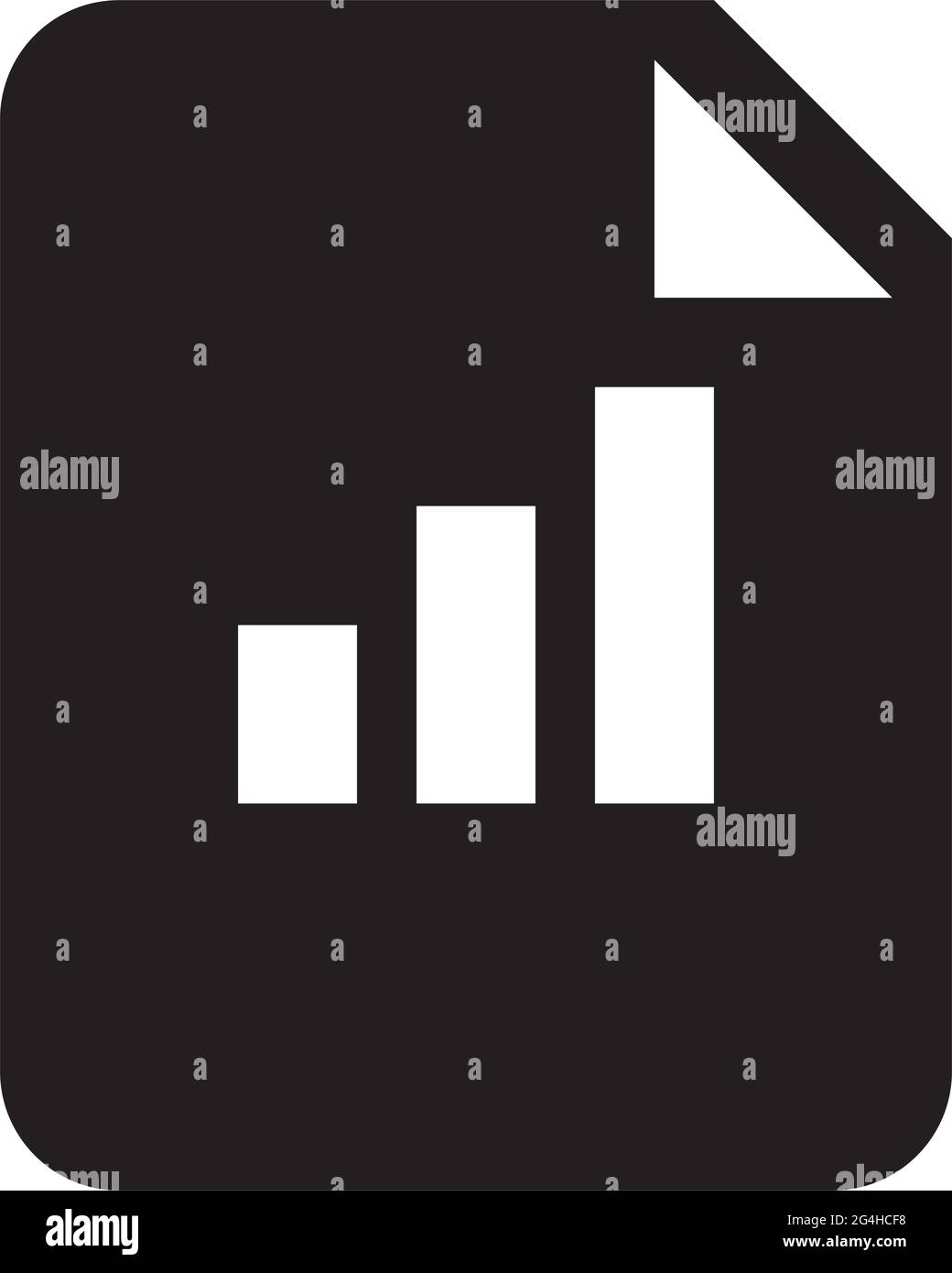 Vettore di icone del documento con grafico a barre e informazioni del grafico per i dati aziendali e finanziari in un'illustrazione del pittogramma di glifo Illustrazione Vettoriale