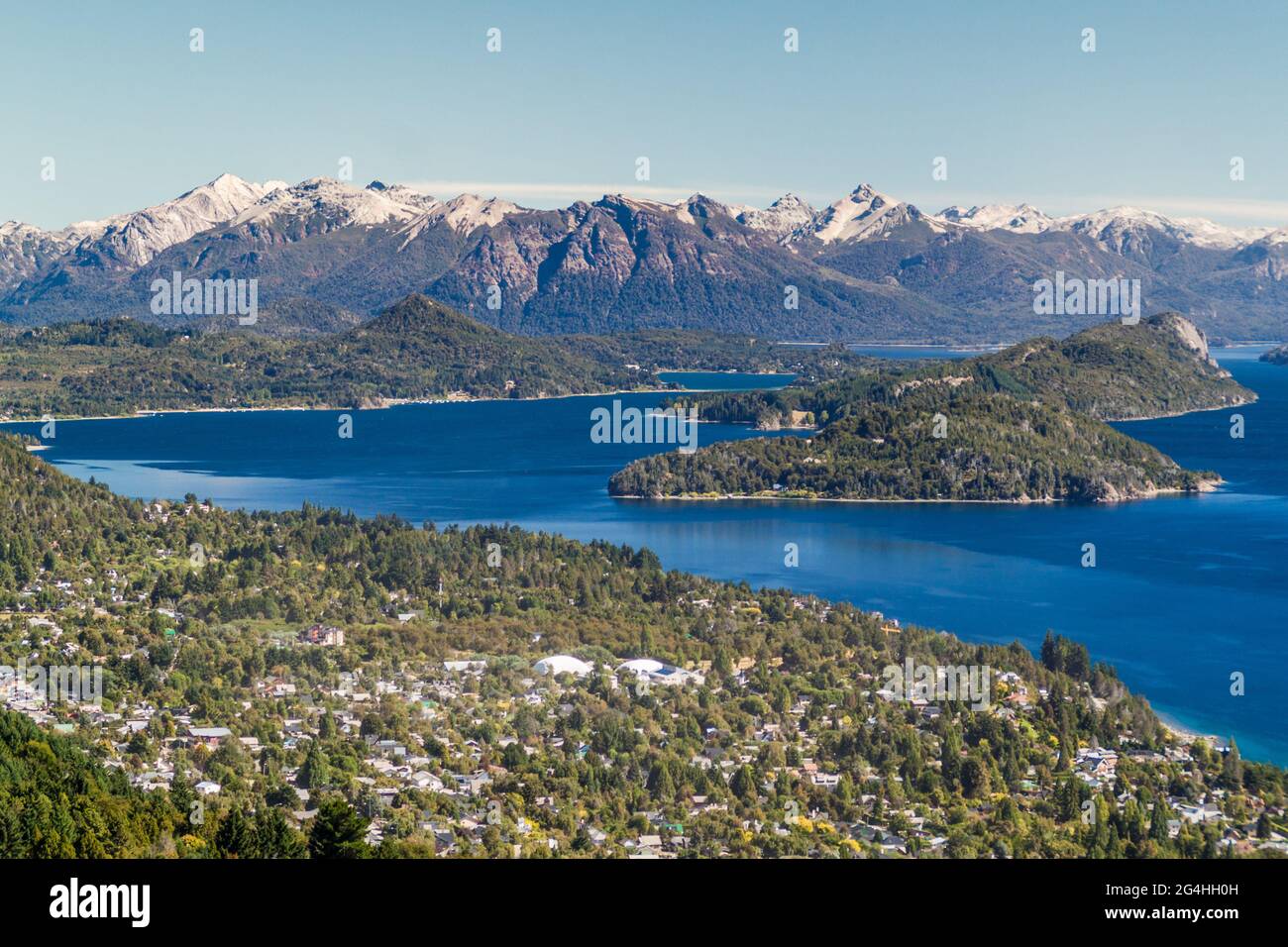 Veduta aerea del lago Nahuel Huapi vicino a Bariloche, Argentina Foto Stock
