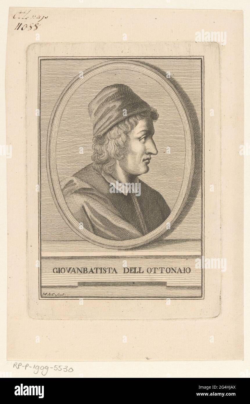 Ritratto del cantautore Giovanni Battista dell'ottonaia; Ritratti di scrittori che scrivono canzoni per Lorenzo de'Medici. . Foto Stock
