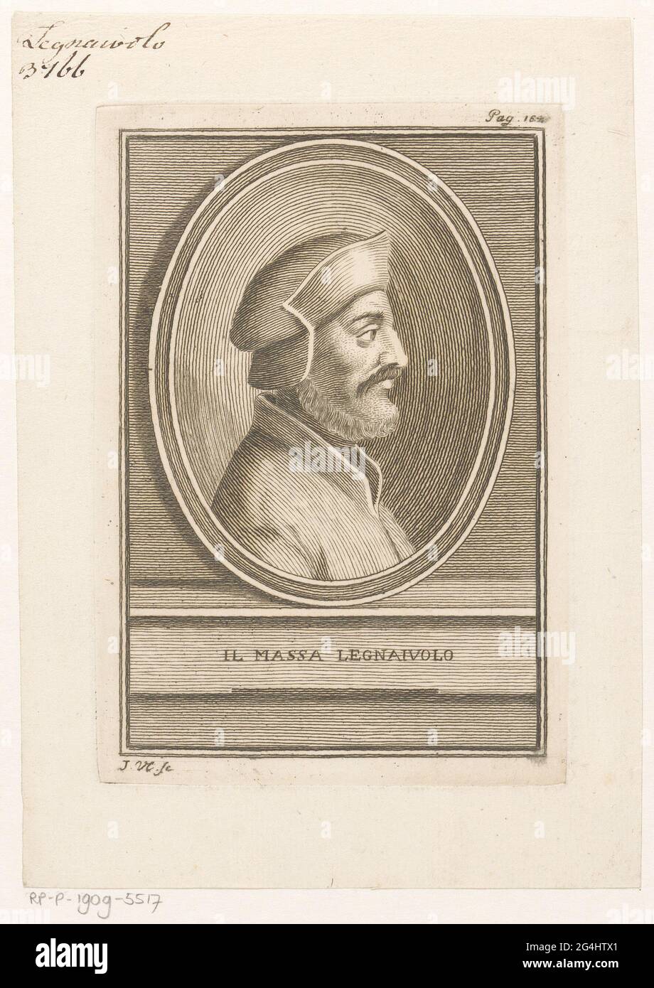 Ritratto del cantautore massa Legnaiuolo; Ritratti di scrittori che scrivono canzoni per Lorenzo de'Medici. Numerato in alto a destra: Pag. 164. Foto Stock