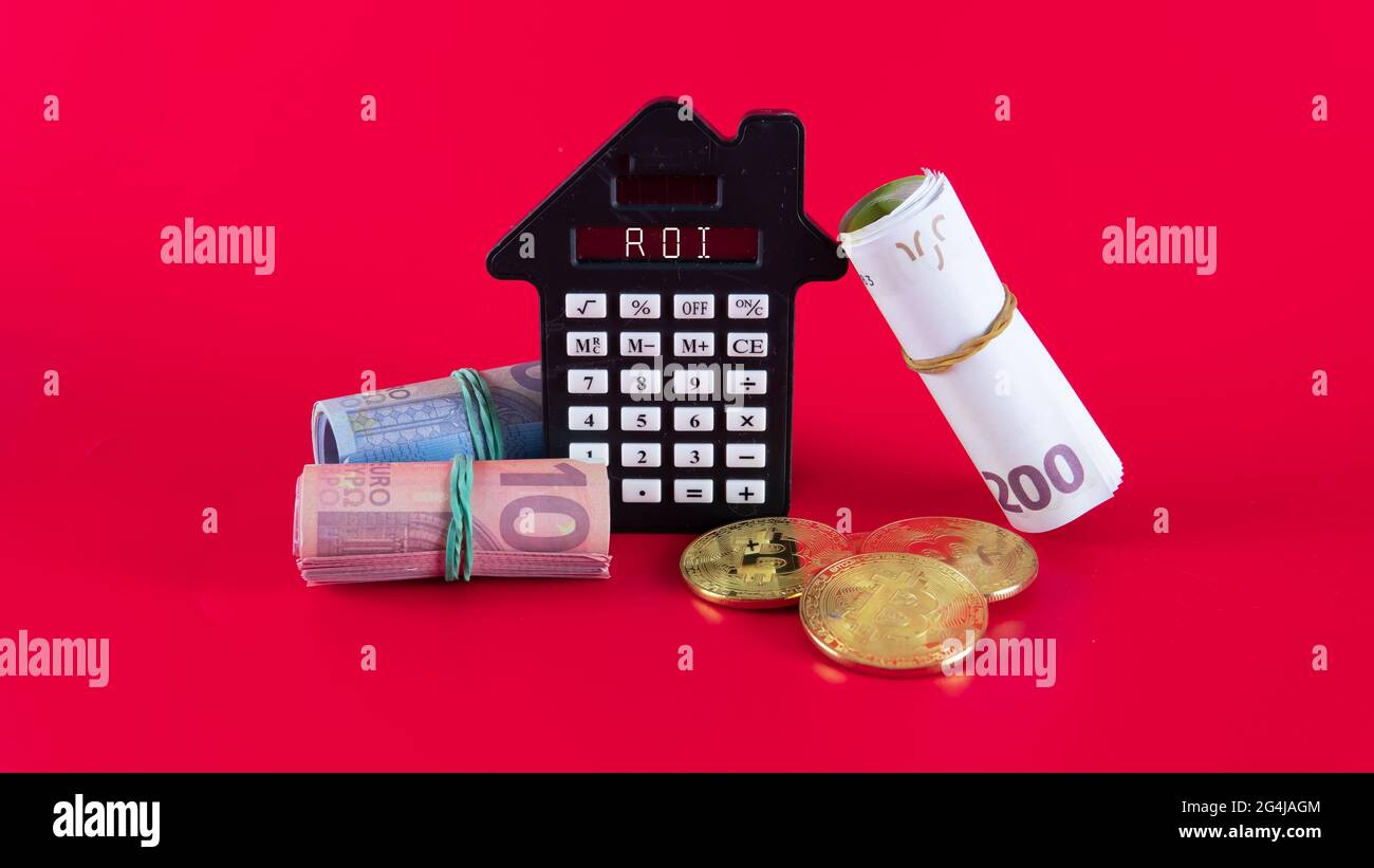Concetto di ritorno sugli investimenti. Il ROI può essere lucrativo quando l'investimento in proprietà è degno Foto Stock