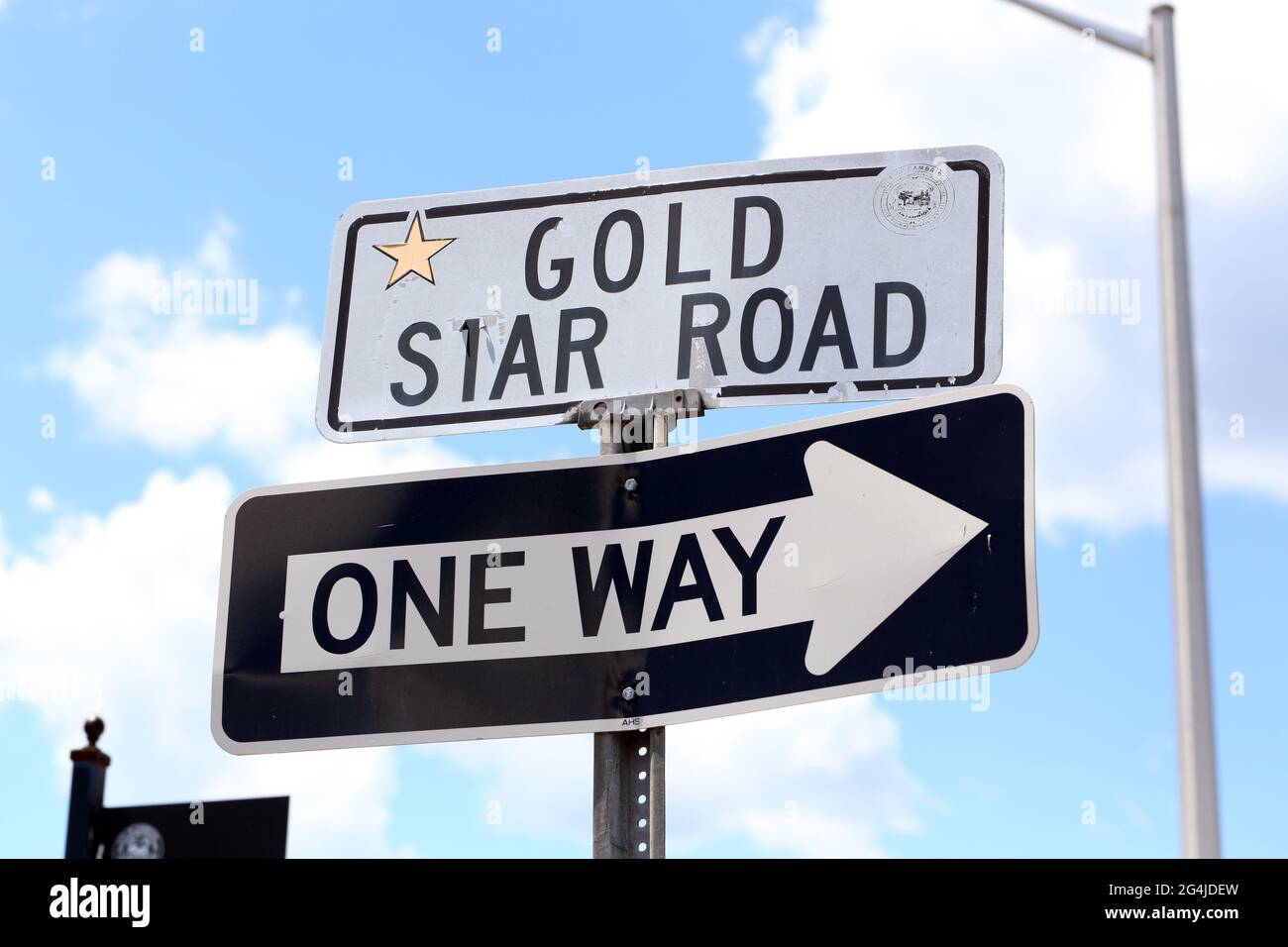 Gold Star Road, Somerville, ma. Una strada chiamata in onore delle famiglie e dei parenti con i membri caduti del servizio militare. Foto Stock