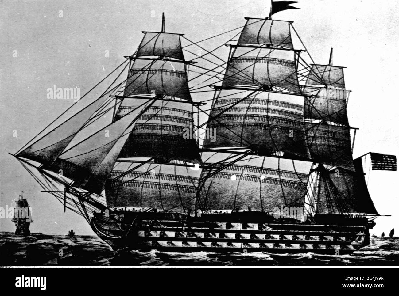 Trasporto / trasporto, navigazione, navi da guerra, nave della linea USS 'Pennsylvania', costruito 1821 - 1837, IL COPYRIGHT DELL'ARTISTA NON DEVE ESSERE ELIMINATO Foto Stock