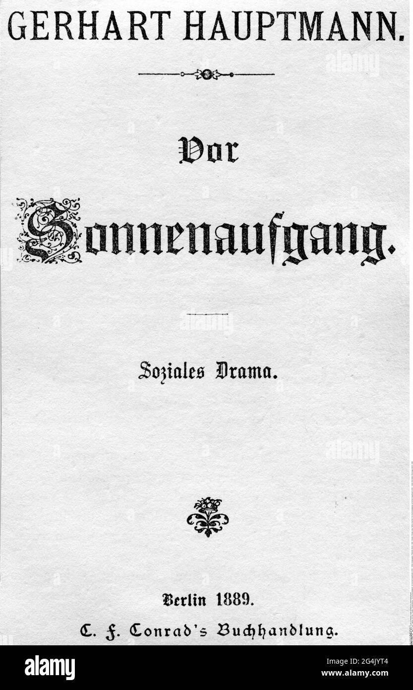 teatro / teatro, teatro, 'prima dell'alba' (Vor Sonnenaufgang), di Gerhart Hauptmann (1862 - 1946), IL DIRITTO D'AUTORE DELL'ARTISTA NON DEVE ESSERE CANCELLATO Foto Stock teatro / teatro, teatro, 'prima dell'alba' (Vor Sonnenaufgang), di Gerhart Hauptmann (1862 - 1946), IL DIRITTO D'AUTORE DELL'ARTISTA NON DEVE ESSERE CANCELLATO Foto Stock