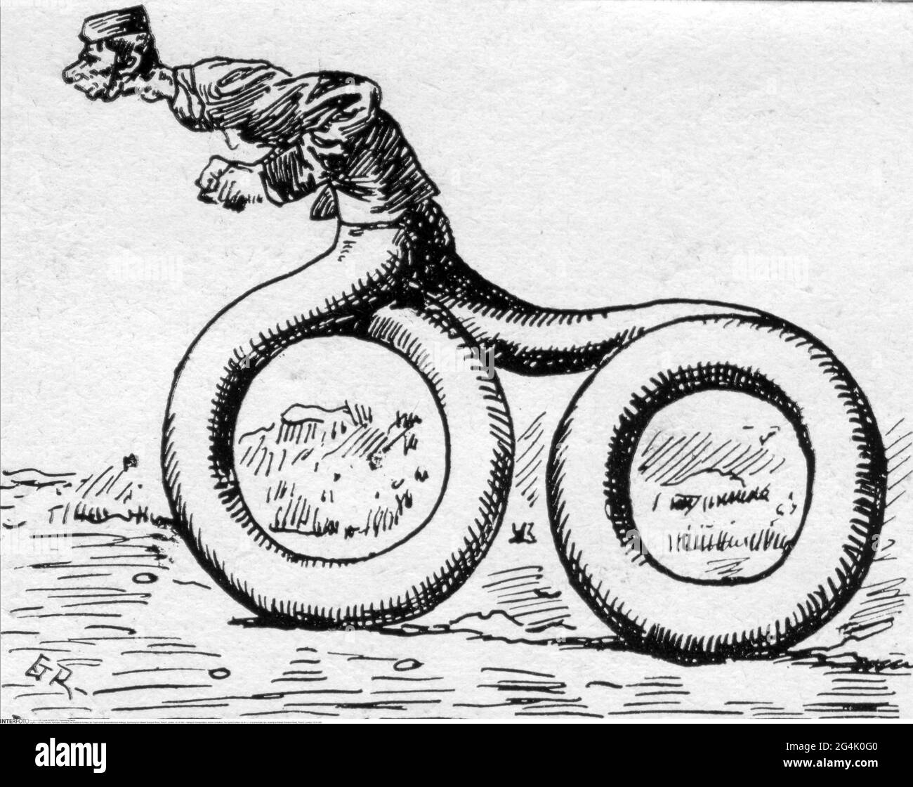 Trasporto / trasporto, bicicletta, caricature, il ciclista Centaur, il sogno di un tiro (pneumatico), IL COPYRIGHT DELL'ARTISTA NON DEVE ESSERE ELIMINATO Foto Stock