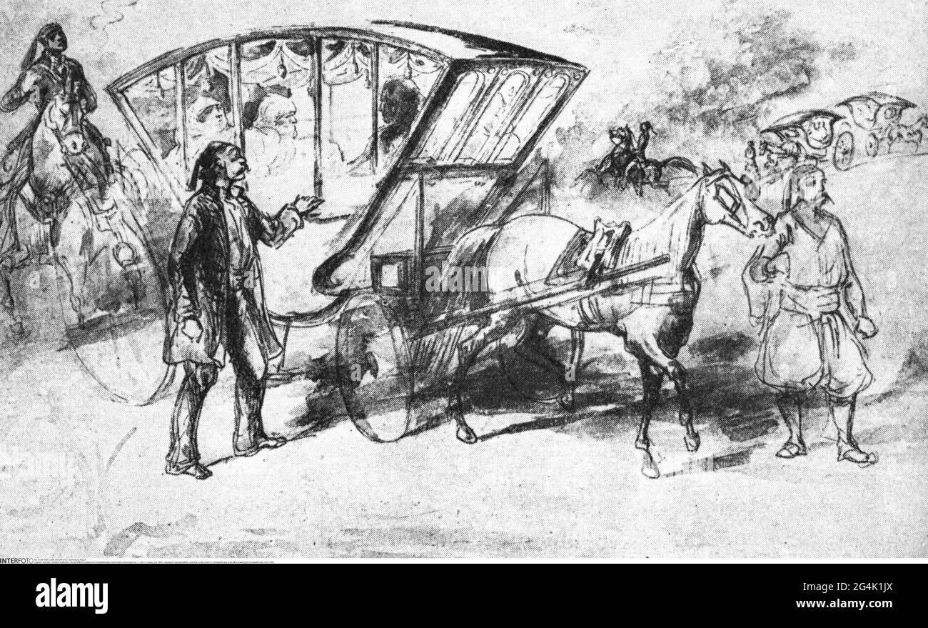 Trasporto / trasporto, pullman, pullman a Costantinopoli, stampa dopo disegno di Costantin Guy, IL COPYRIGHT DELL'ARTISTA NON DEVE ESSERE ELIMINATO Foto Stock