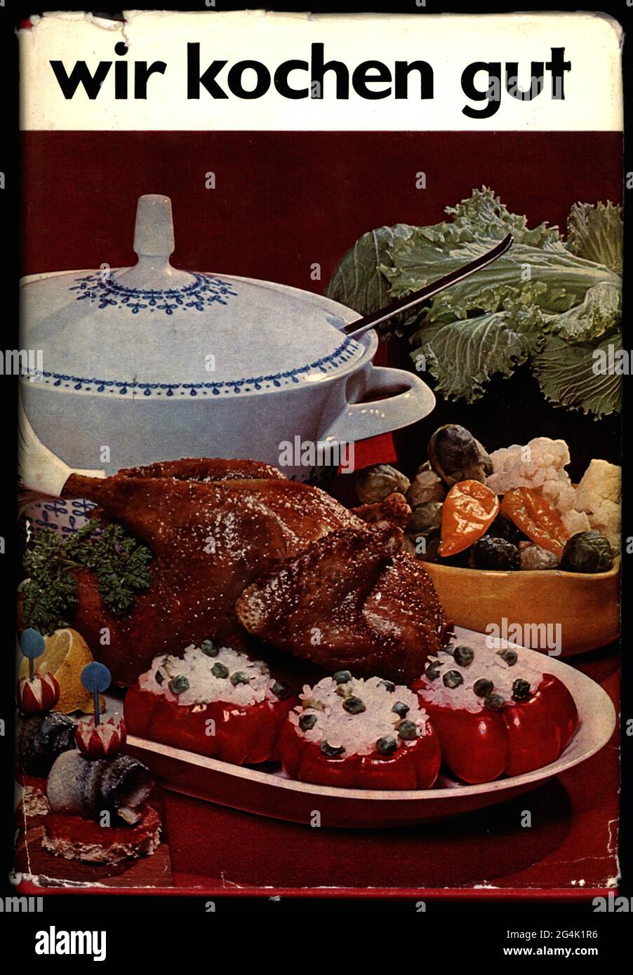 Libri, libro di cucina 'Wir kochen gut', Verlag fuer die Frau, Lipsia, 1968, giubbotto, DIRITTI-AGGIUNTIVI-CLEARANCE-INFO-NON-DISPONIBILE Foto Stock