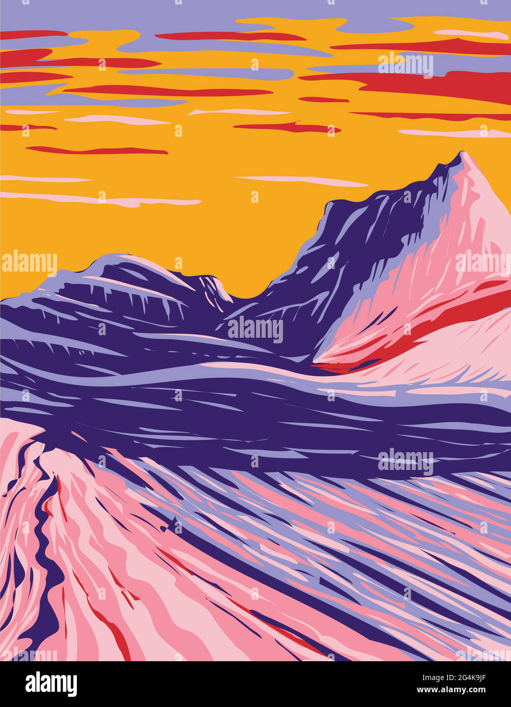 Poster WPA art di arenaria bianca e grigia in bianco tasca bianca nel Paria Plateau situato nel Vermilion Cliffs National Monument, Arizona, Stati Uniti Illustrazione Vettoriale