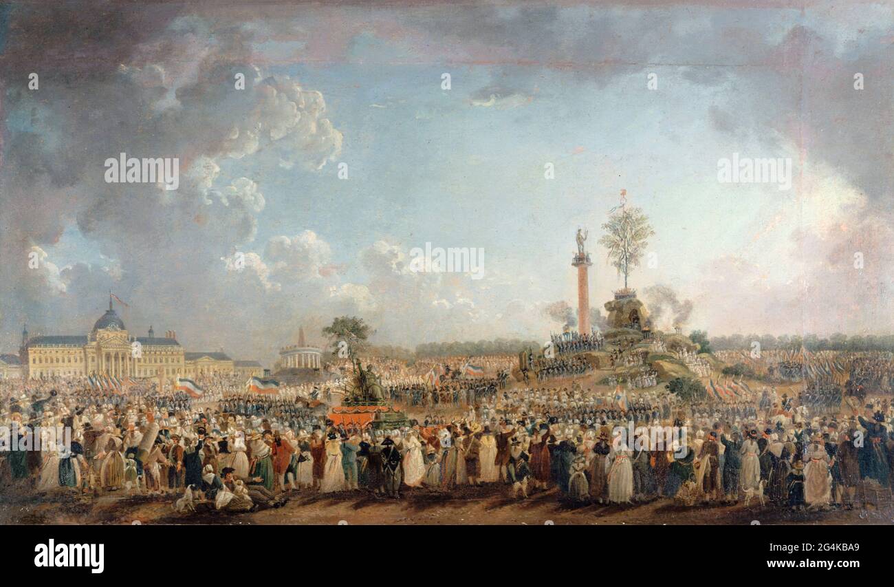 Il Festival del Supremo essere al campo di Marte, 8 giugno 1794, 1794. Trovato nella collezione di Mus& xe9;e Carnavalet, Parigi. Foto Stock