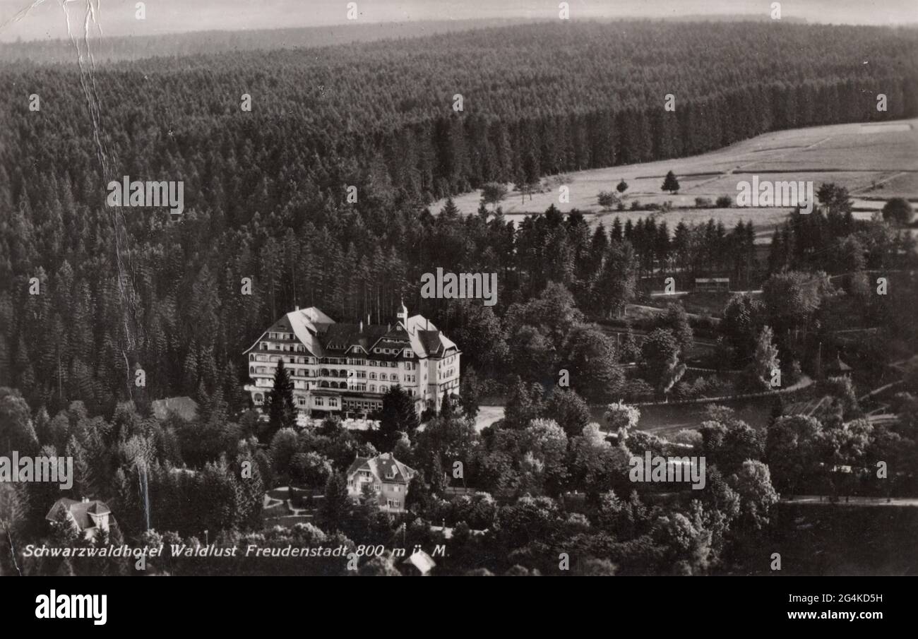 Schwarzwaldhotel Waldlust, Freudenstadt, 1936. Vista dell'Hotel Waldlust nella Foresta Nera, Freudenstadt, Germania. Nel suo heydey, attori del silent-film come Mary Pickford e Douglas Fairbanks hanno soggiornato qui. Foto Stock