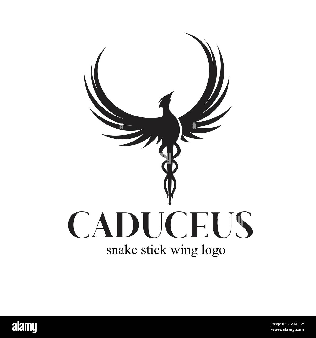 Il logo delle ali di serpente di Bird Caduceus è un'esclusiva ispirazione per il design Illustrazione Vettoriale