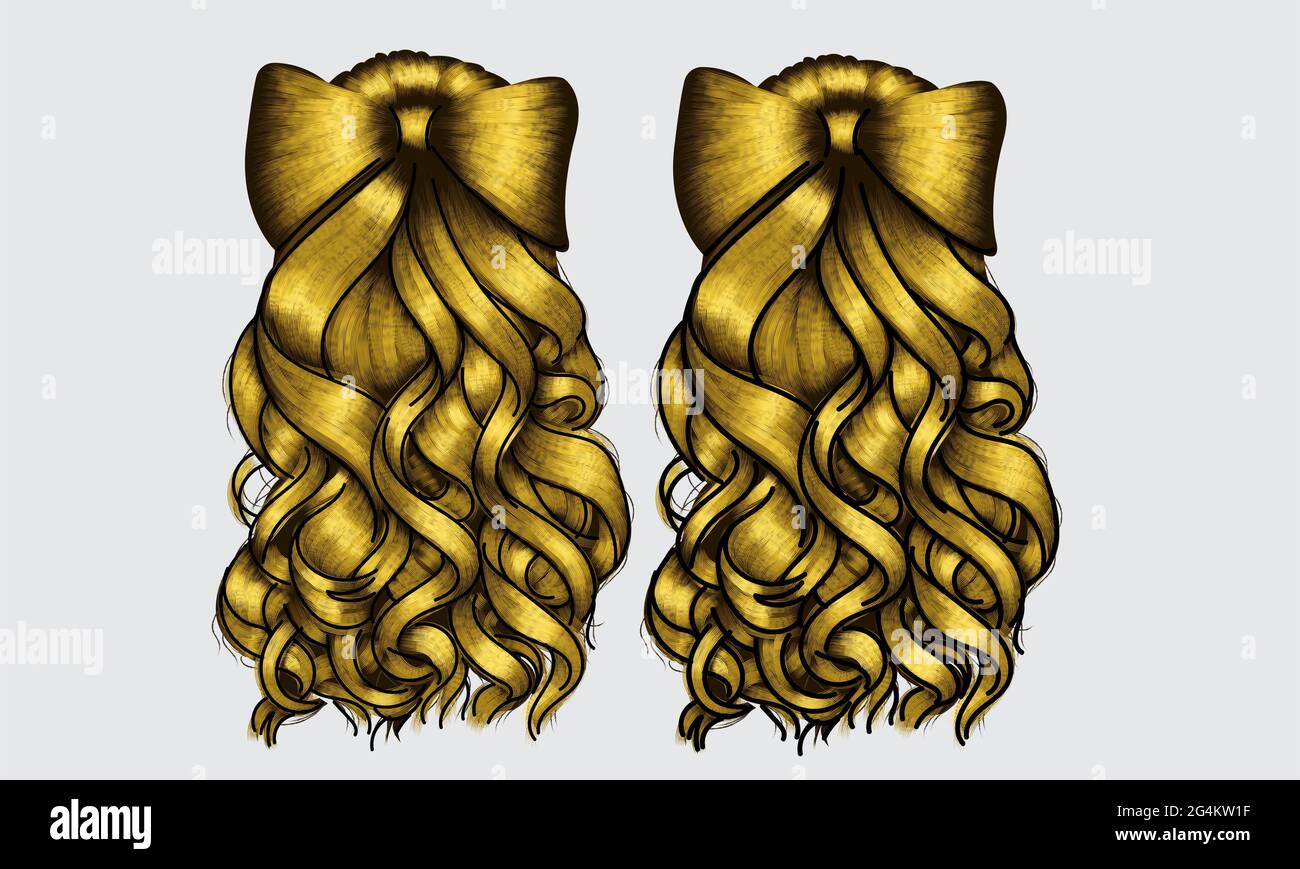capelli biondi donna trendy capelli lunghi marrone biondo beige colori. moda di bellezza. 3d realistico Foto Stock