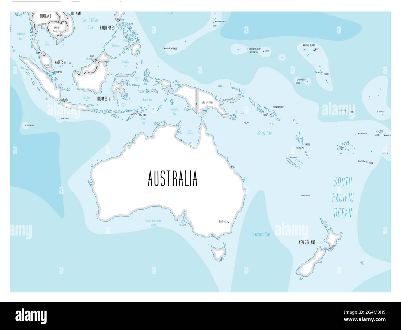 Mappa australiana - disegnata a mano in stile cartoon Illustrazione Vettoriale