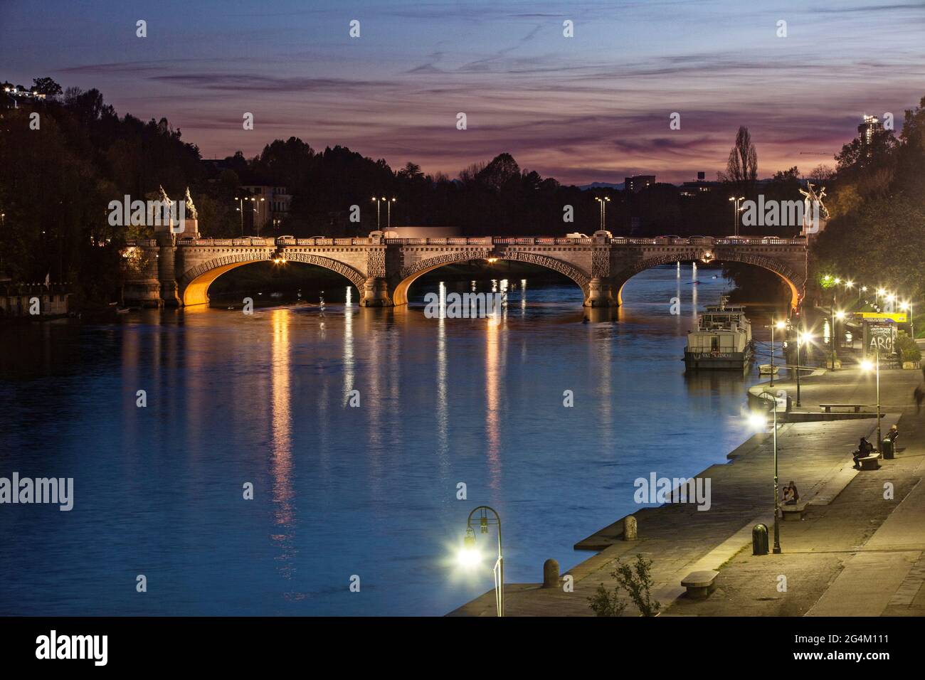 Ponte Umberto i e fiume po, Torino, Italia, Europa Foto Stock