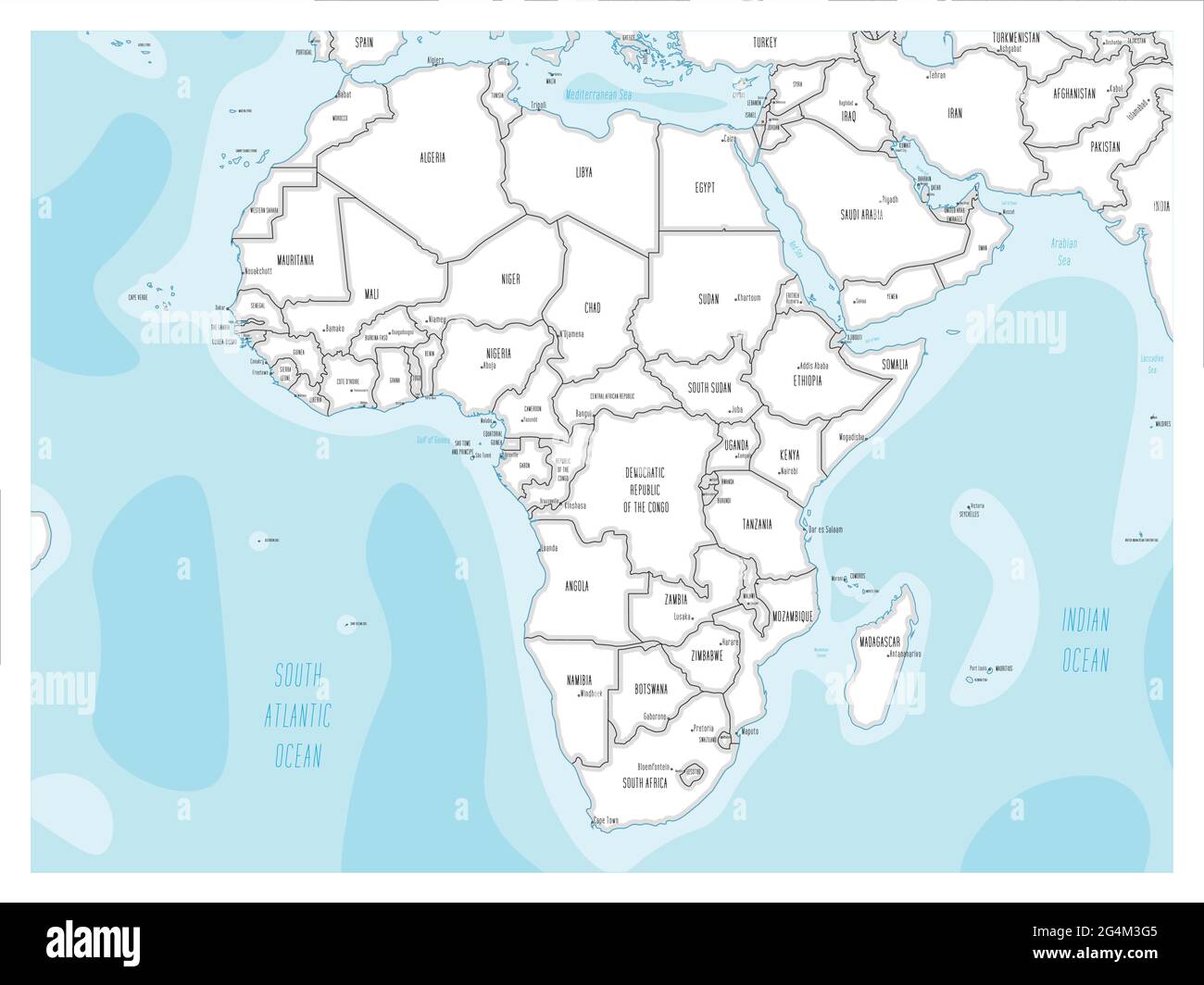 Cartina dell'Africa - disegnata a mano in stile cartoon Illustrazione Vettoriale