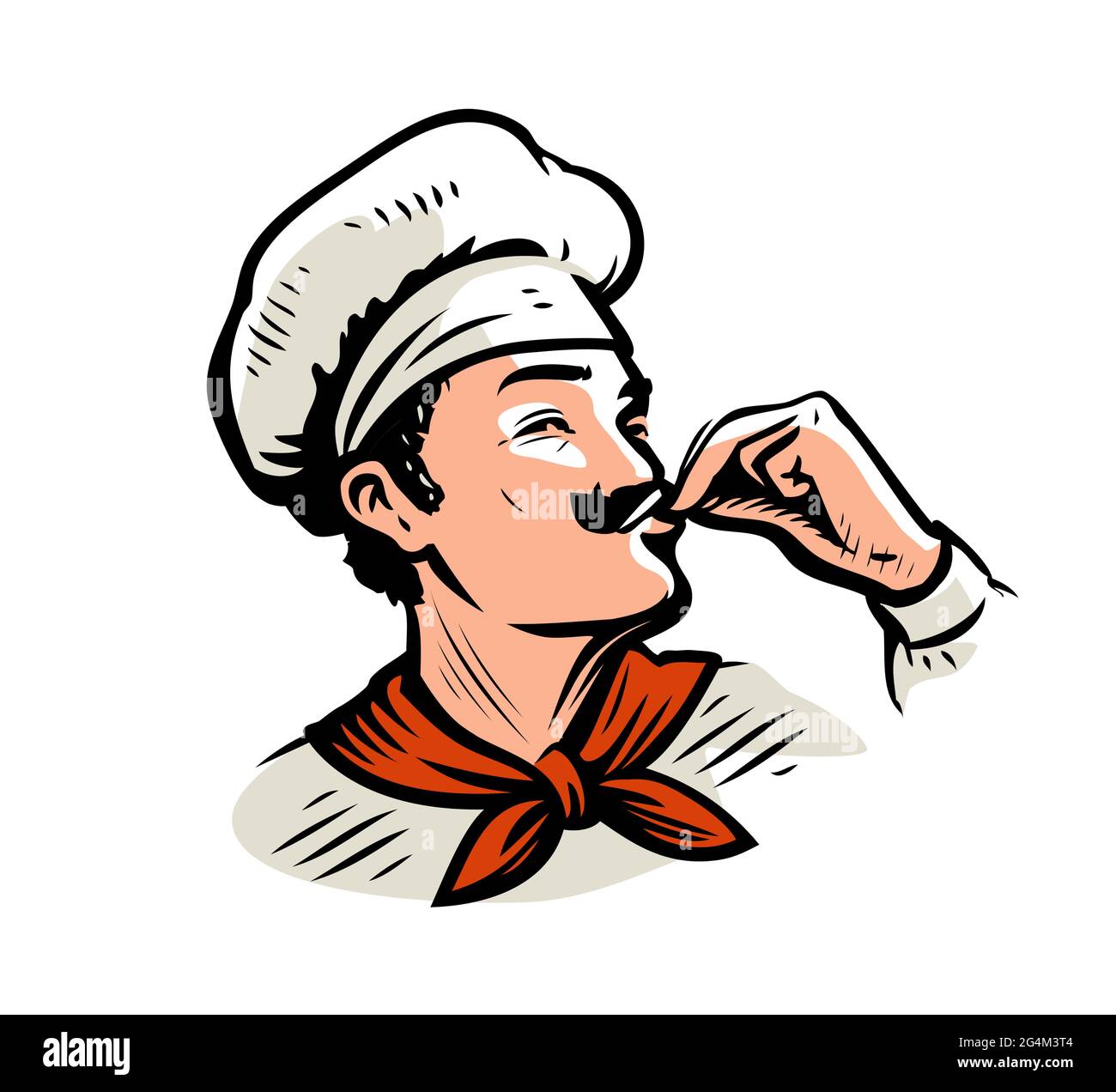 Logo Cook. Lo chef prepara piatti deliziosi. Ristorante, cucina vettoriale illustrazione Illustrazione Vettoriale