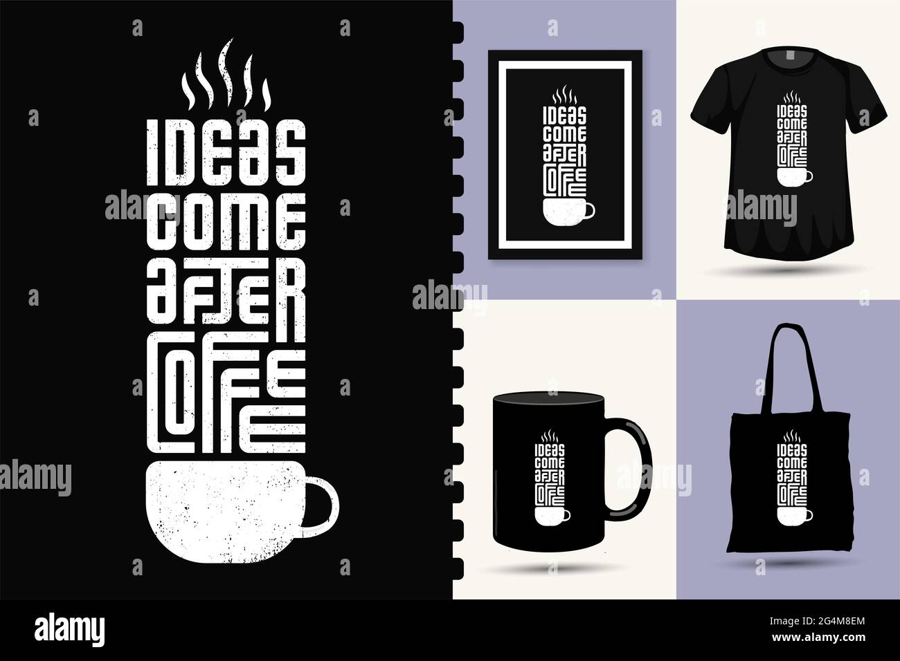 Idee come After caffè, tipografia trendy scritta modello di design verticale per la stampa t-shirt moda abbigliamento poster e set di merchandising Foto Stock