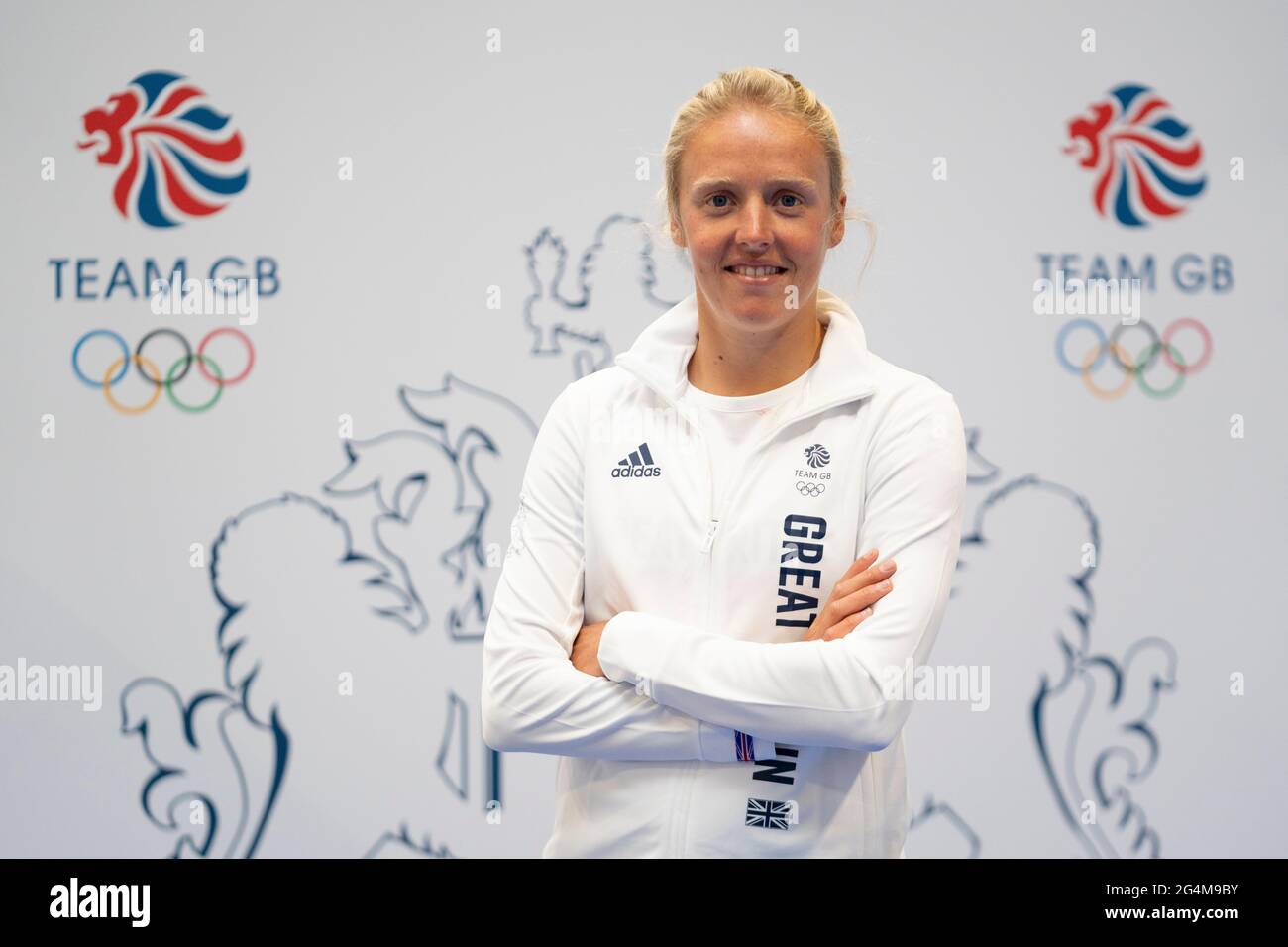 Emma Wilson durante la sessione di kitting out per le Olimpiadi di Tokyo 2020 al Birmingham NEC, Regno Unito. Data immagine: Martedì 22 giugno 2021. Foto Stock
