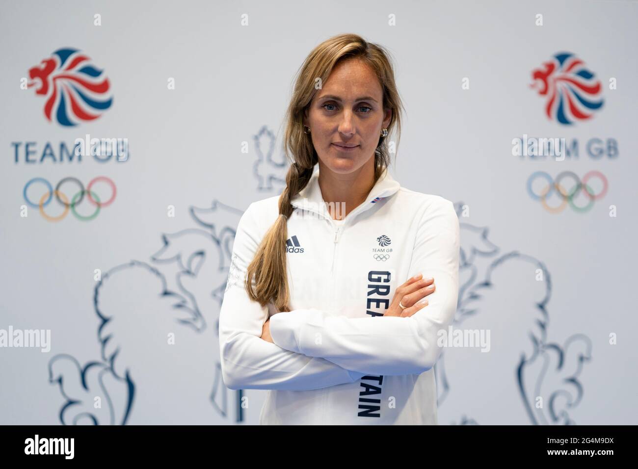 Charlotte Dobson durante la sessione di kitting out per le Olimpiadi di Tokyo 2020 al Birmingham NEC, Regno Unito. Data immagine: Martedì 22 giugno 2021. Foto Stock