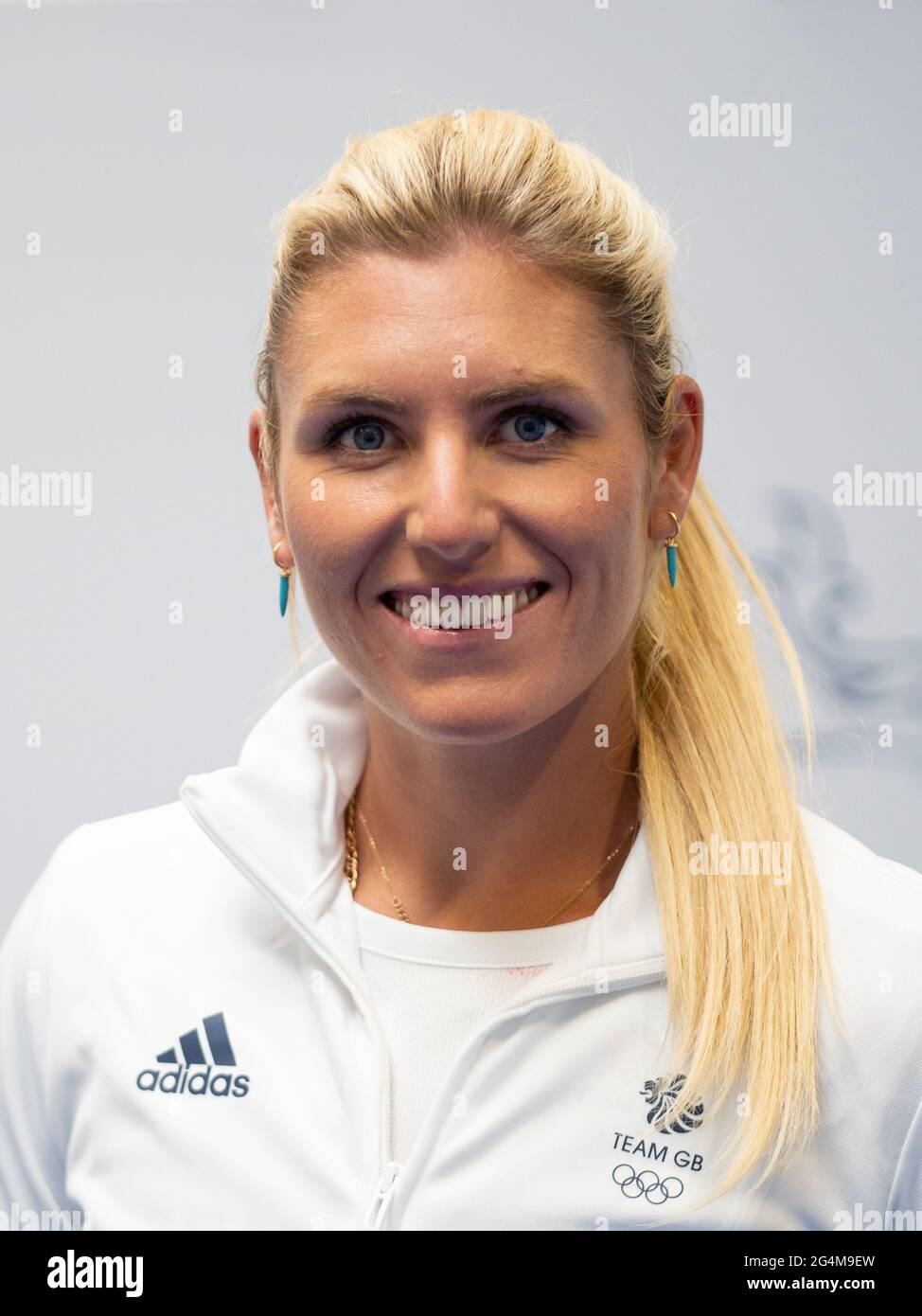 Saskia Tidey durante la sessione di kitting out per le Olimpiadi di Tokyo 2020 al Birmingham NEC, Regno Unito. Data immagine: Martedì 22 giugno 2021. Foto Stock