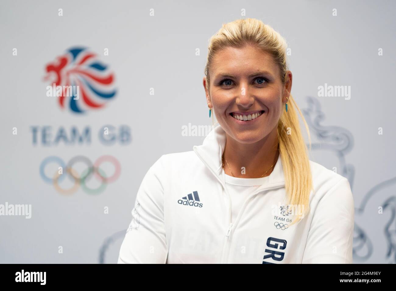 Saskia Tidey durante la sessione di kitting out per le Olimpiadi di Tokyo 2020 al Birmingham NEC, Regno Unito. Data immagine: Martedì 22 giugno 2021. Foto Stock