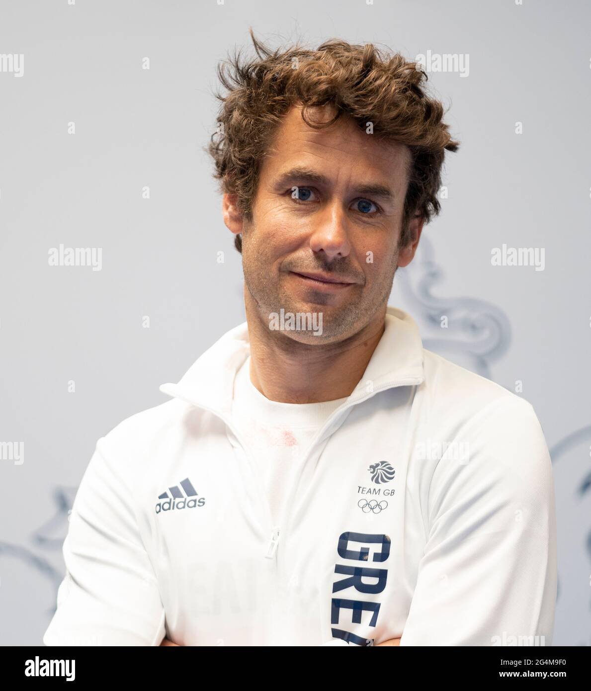 John Gisson durante la sessione di kitting out per le Olimpiadi di Tokyo 2020 al Birmingham NEC, Regno Unito. Data immagine: Martedì 22 giugno 2021. Foto Stock