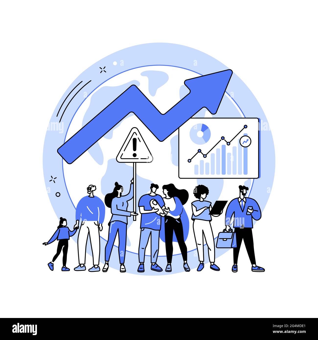 Illustrazione vettoriale del concetto astratto di crescita della popolazione. Illustrazione Vettoriale