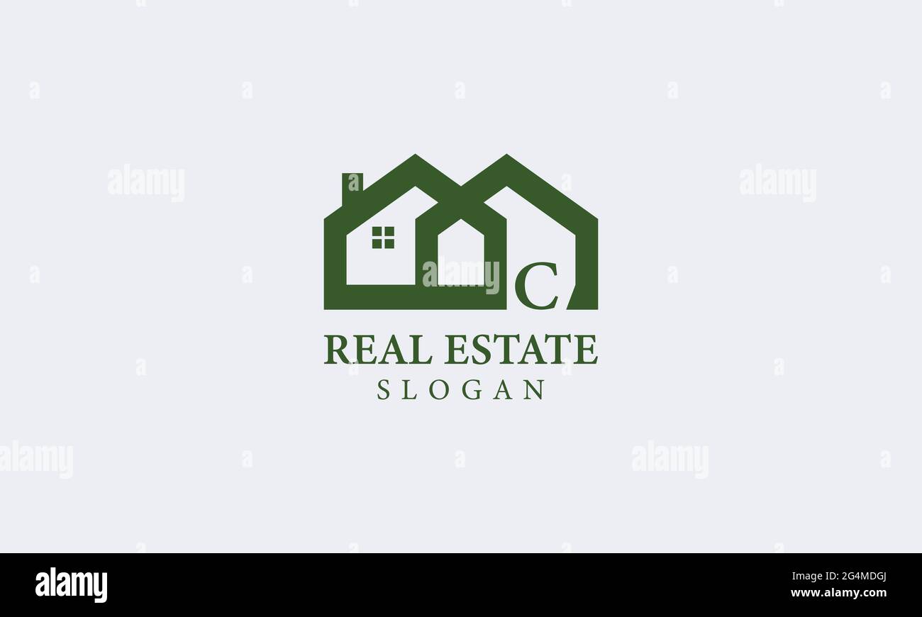 Alphabet C Real Estate Monogram Vector Logo Design, lettera C Casa icona modello Illustrazione Vettoriale