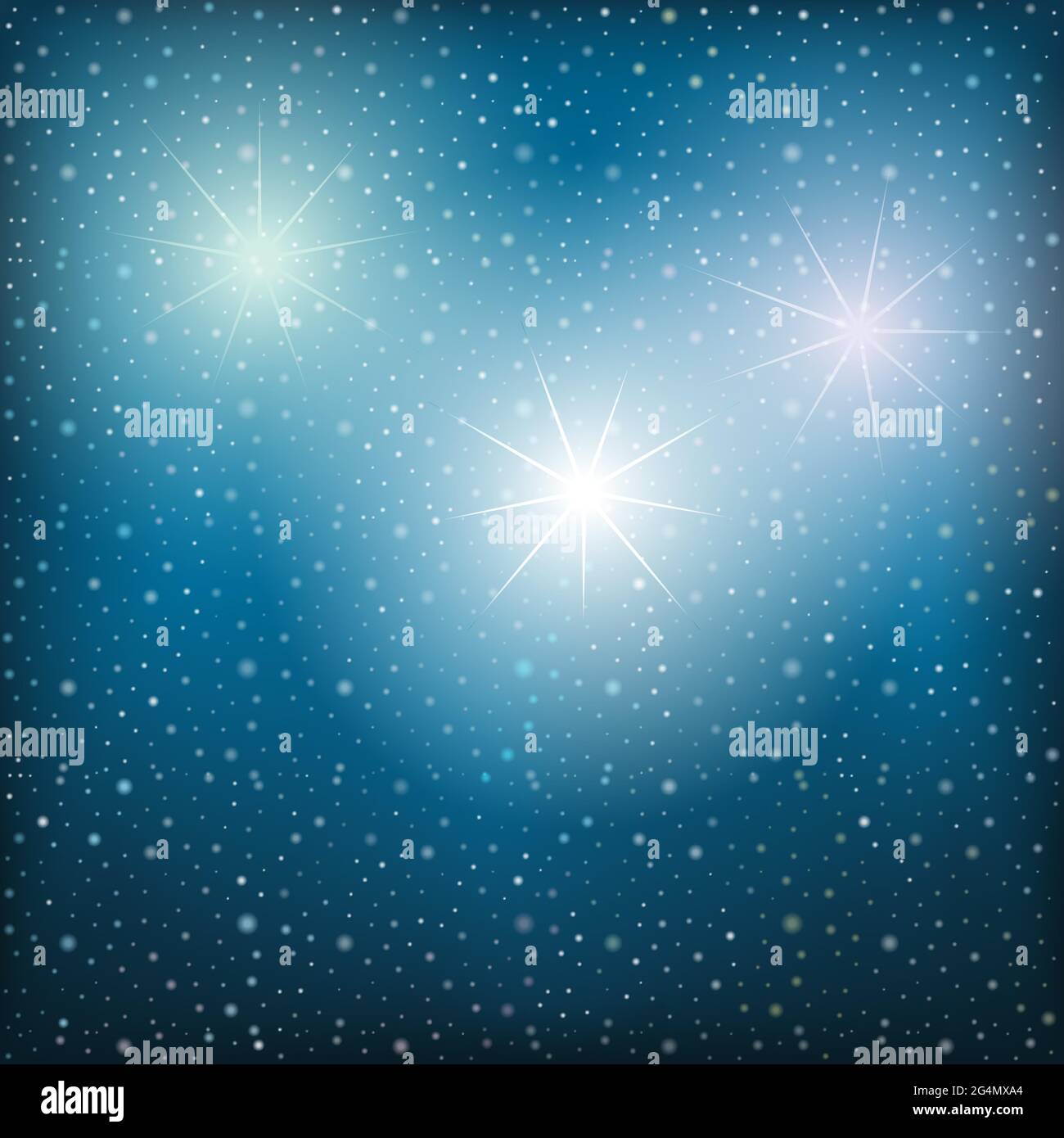 Stelle e macchie di luce, sfondo blu, EPS10 - grafica vettoriale. Illustrazione Vettoriale