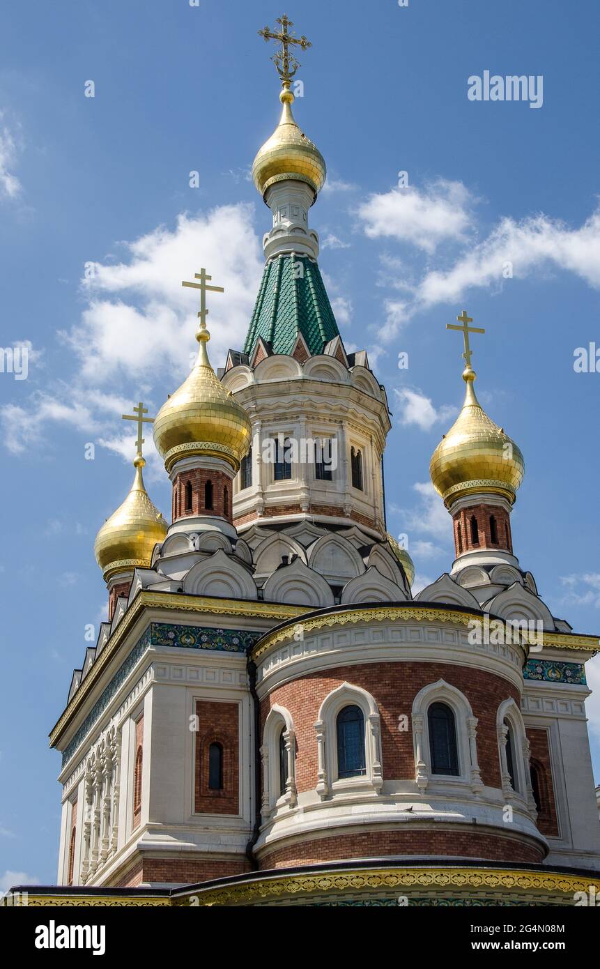 La splendida cattedrale ortodossa russa di San Nicola si trova nel terzo distretto di Vienna, nel cuore del quartiere diplomatico della città. Foto Stock